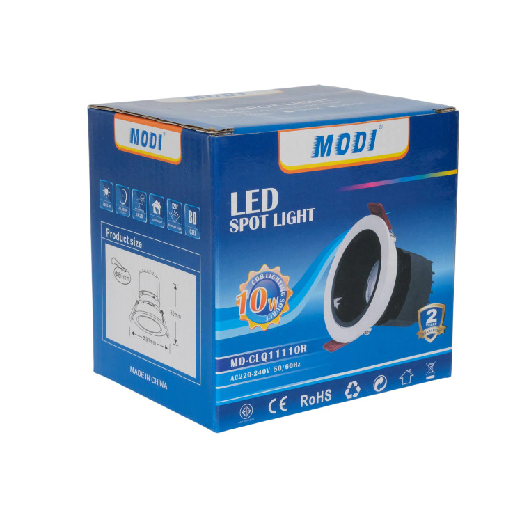 چراغ سقفی توکار مودی نقطه ای 10 وات مدل MD-CLQ11110R ضمانت اصالت و ظمانت قیمت کالا
