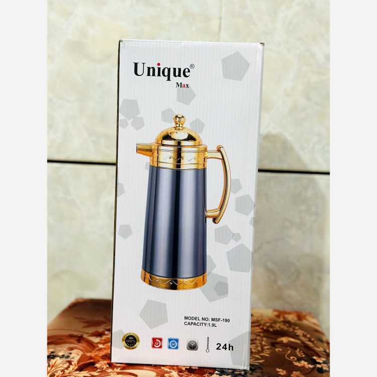 فلاکس دولیتری طلایی شیشه صورتی وارداتی یونیک