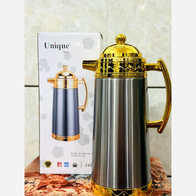 فلاکس دولیتری طلایی شیشه صورتی وارداتی یونیک