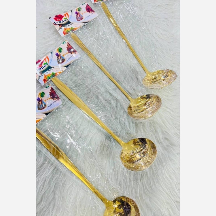 کفگیر و ملاقه طلایی یونیک طرح ماینز(خطی) و اینه ای