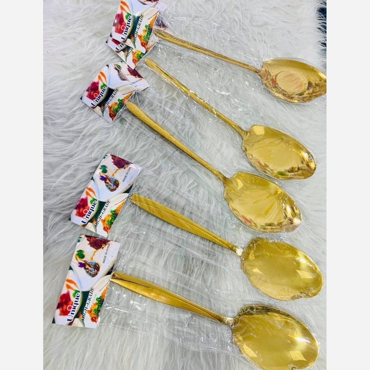 کفگیر و ملاقه طلایی یونیک طرح ماینز(خطی) و اینه ای