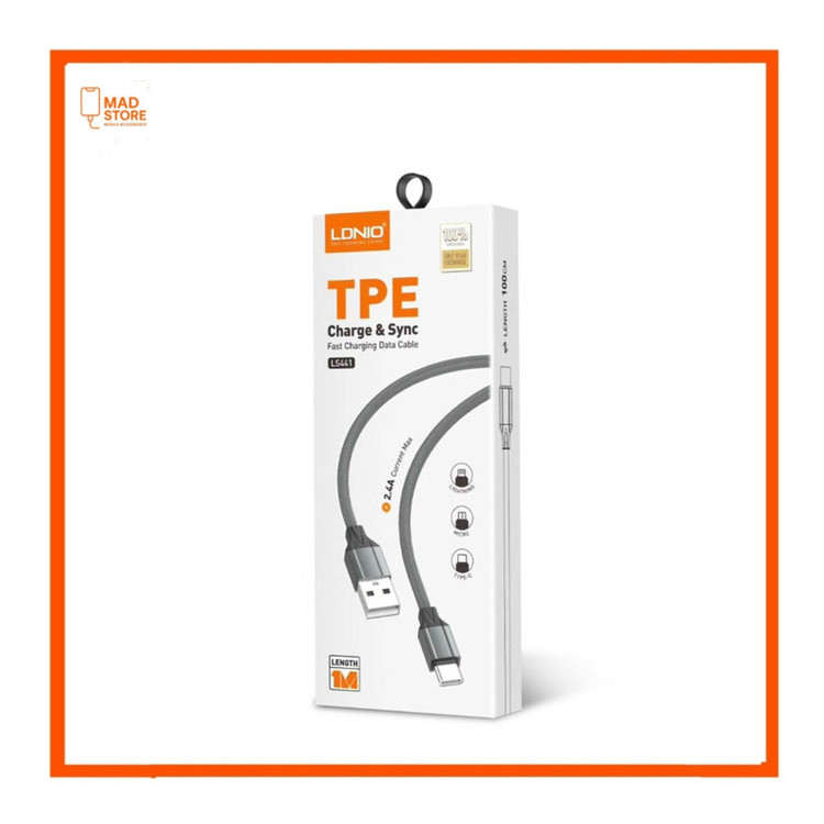 کابل تایپ سی فست شارژ 2.4 آمپر الدینیو LS441 طول 1 متر