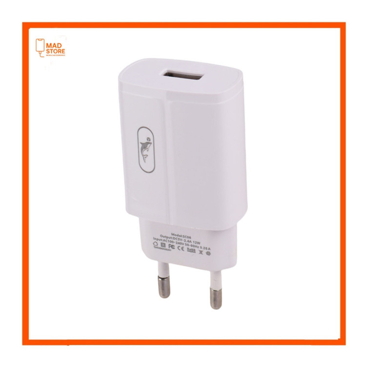 شارژر دیواری 12 وات اسکای دلفین SC06T 2.4A + کابل تایپ سی