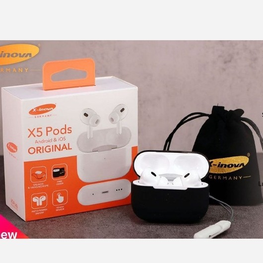 ایرپاد مدل Xnova X5 PODS  اورجینال نویزکنسلینگ اسپیکر کیس دکمه ریست لمسی ولوم کم و زیاد فعال