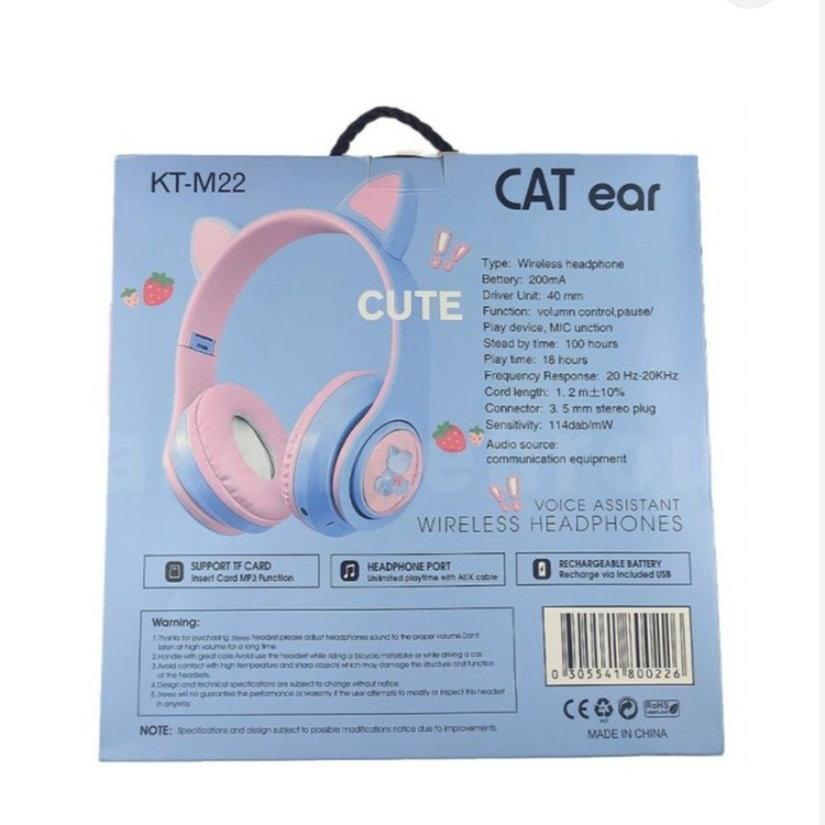 هدوفون بلوتوث عروسکی گربه ای CAT ear-KT--M22