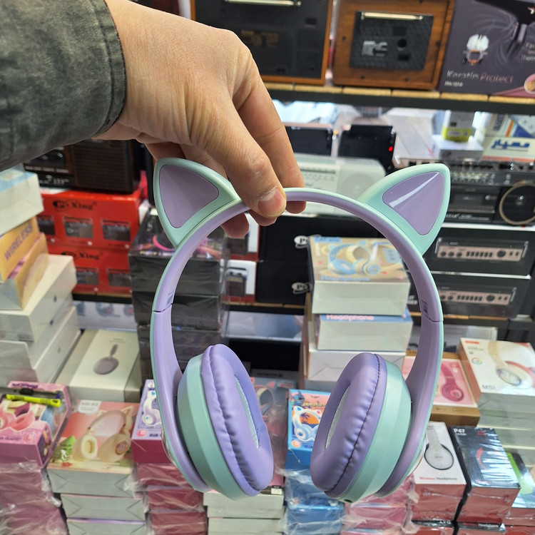 هدوفون بلوتوث عروسکی گربه ای CAT ear-KT--M22