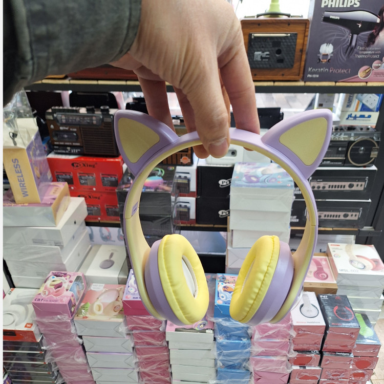 هدوفون بلوتوث عروسکی گربه ای CAT ear-KT--M22