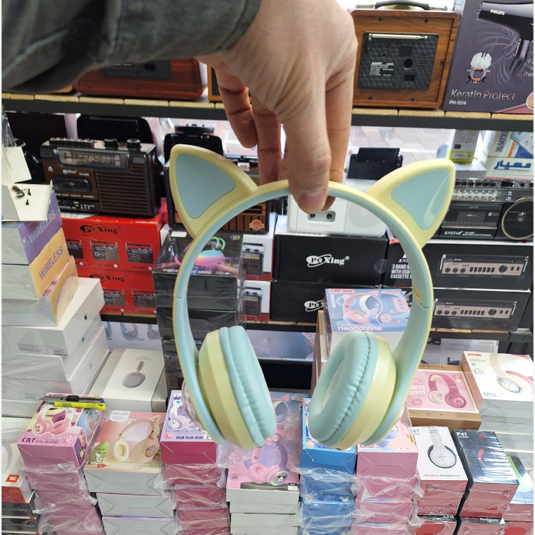 هدوفون بلوتوث عروسکی گربه ای CAT ear-KT--M22