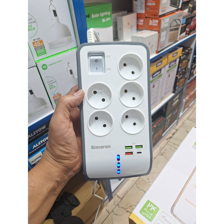چند راهی برق با پورت USB و TYPE C سیماران گارانتی دار ، استاندارد(جدید)