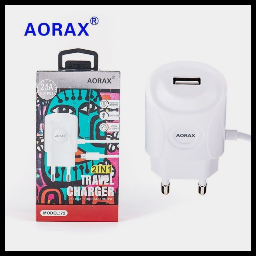شارژر اورجینال اندرویدAORAX سیم دار با یک پورت اضافه در 6 طرح