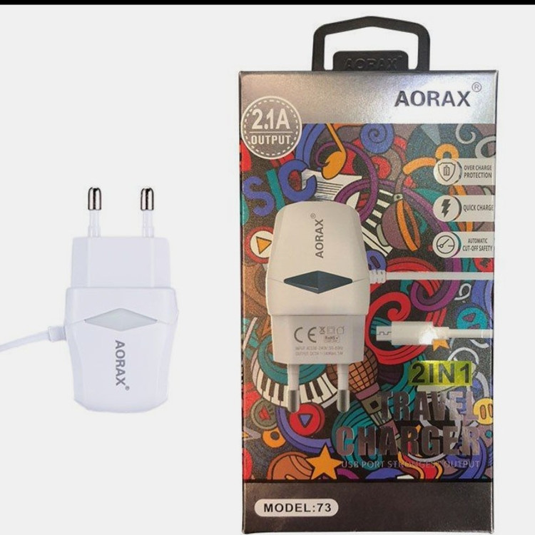 شارژر اورجینال اندرویدAORAX سیم دار با یک پورت اضافه در 6 طرح